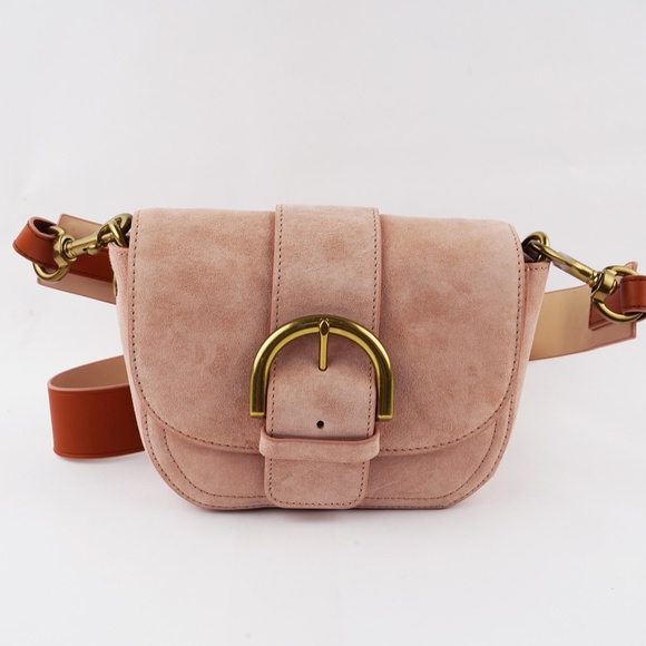New J.CREW Crossbody Buckle Bag in Italian Suede in Blush Pink - Picture 2 of 9